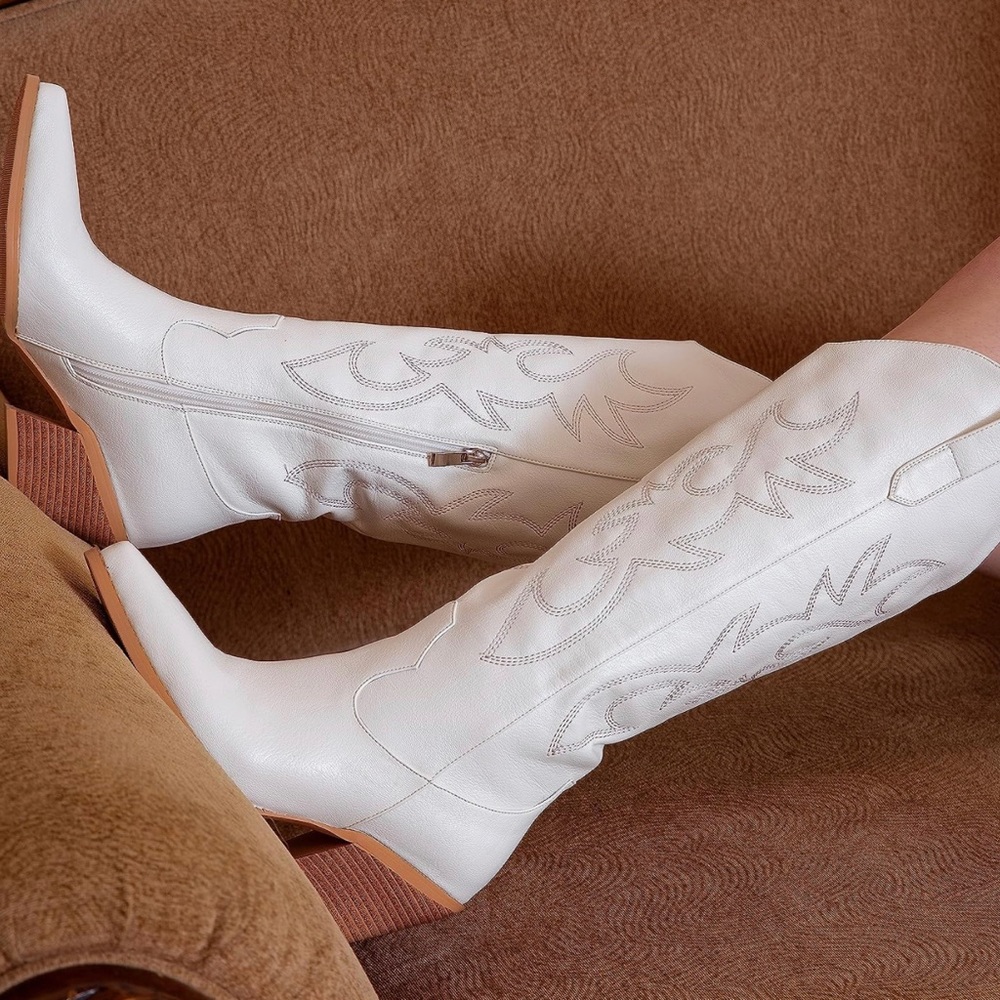 Pasuot Cowboy Boots - Wide Calf Knee High Cowgirl Boots